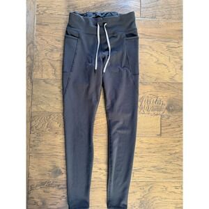 Yogalicious Black High-Waisted Yoga Leggings with Drawstring Athletic Athleisure